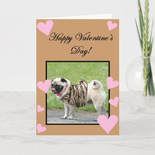 Happy Valentines Pug greeting card