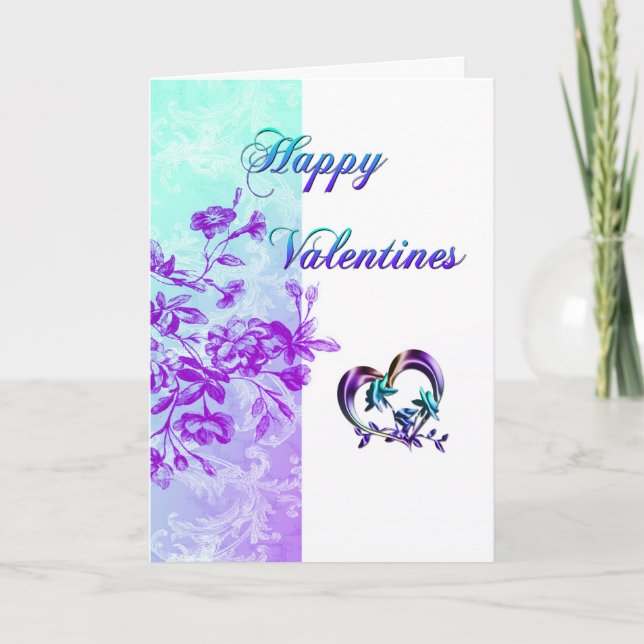 Happy Valentine's (purple) Holiday Card (Front)
