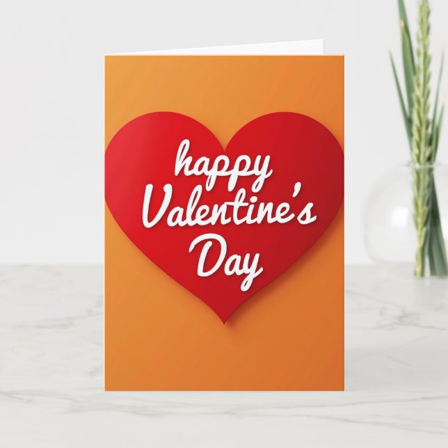 Happy Valentines Red Heart 3D Card (Front)