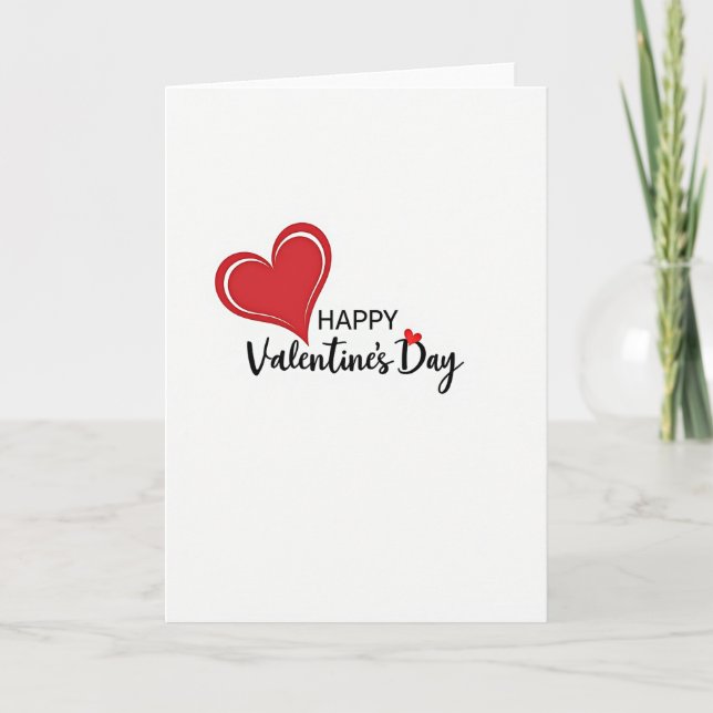 Happy Valentines Red Heart Card (Front)