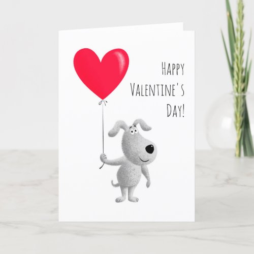 Happy Valentines Red Heart Dog Puppy Holiday Card