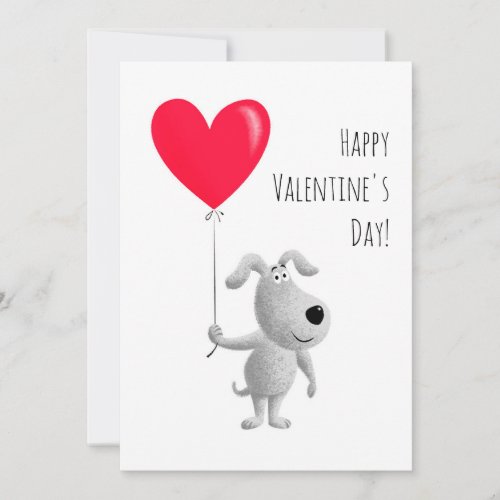 Happy Valentines Red Heart Dog Puppy Holiday Card