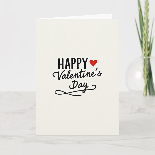 Happy Valentines Red Heart Matte Card (Front)