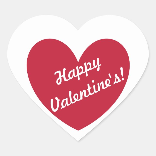 "Happy Valentine's" Red heart on white Sticker (Front)