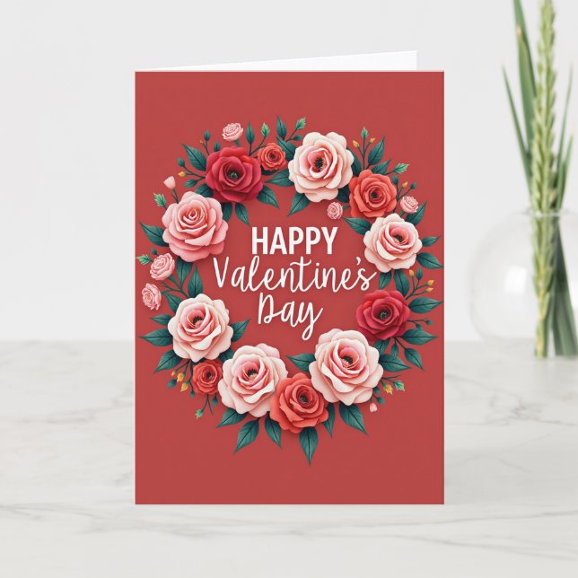 Happy Valentines Roses Floral Card (Front)