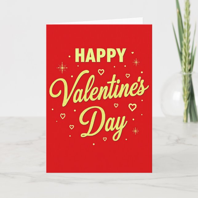 Happy Valentines Script Hearts Card (Front)