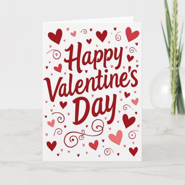 Happy Valentines Smooth Hearts Card (Front)