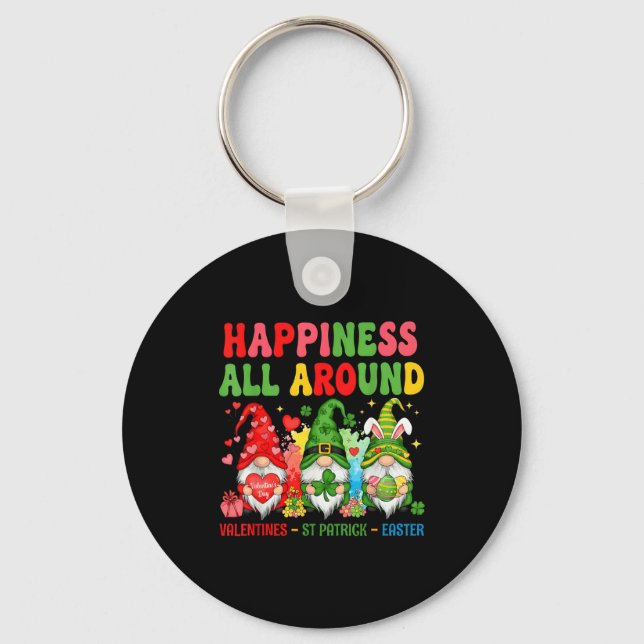 Happy Valentines St Patrick Easter Happy Holiday G Keychain (Front)