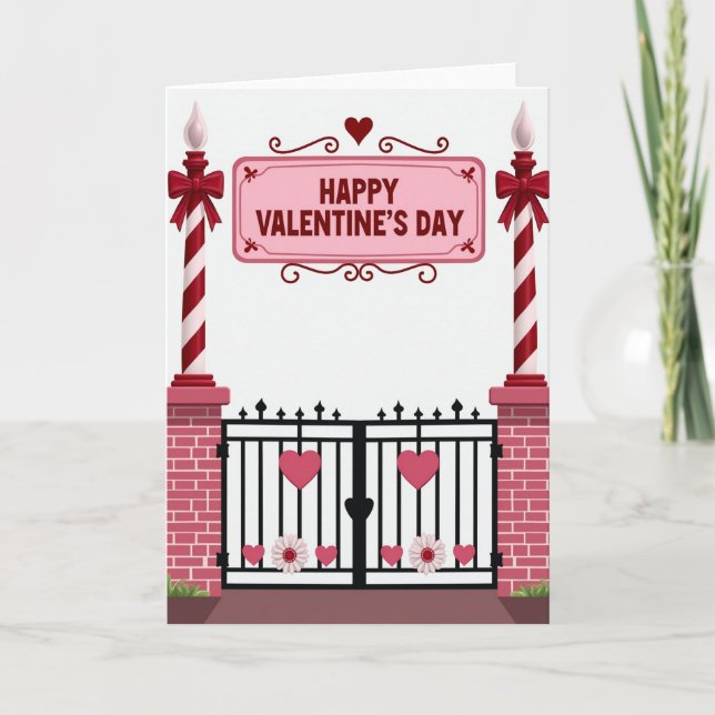 Happy Valentines Striped Gate Card (Front)