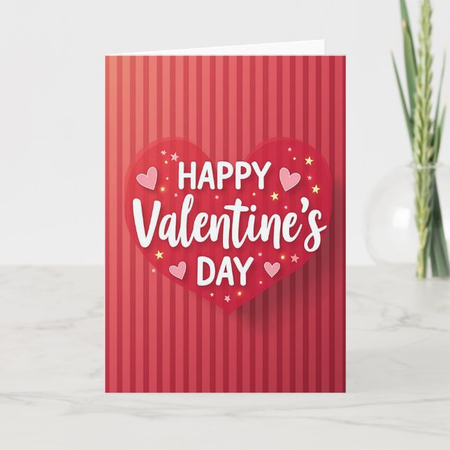Happy Valentines Striped Layered Card (Front)