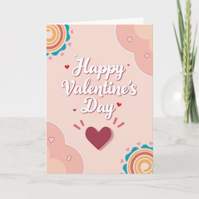 Happy Valentines Swirl Embossed Card (Front)