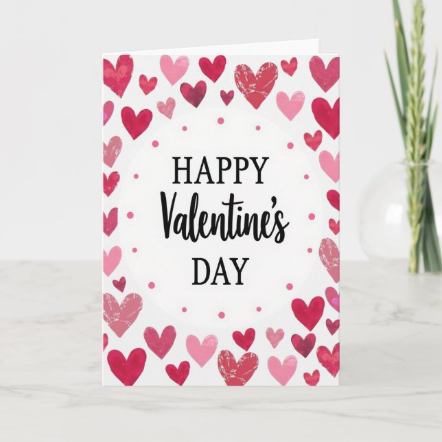 Happy Valentines Textured Heart Card (Front)