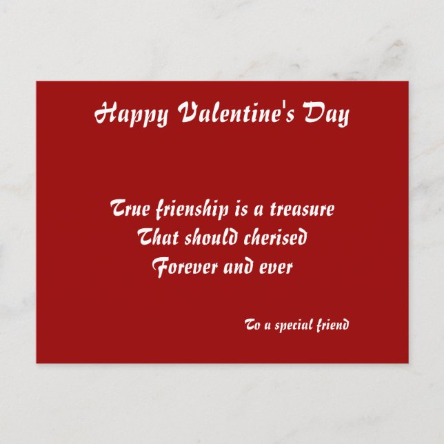 Happy valentine's to a special friend postcards (Front)