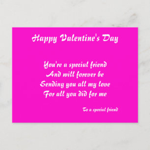 Happy valentine's to a special friend postcards