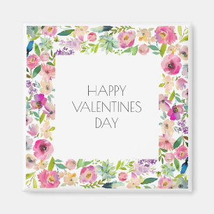 Happy Valentines Watercolor Floral Love You Name Magnet