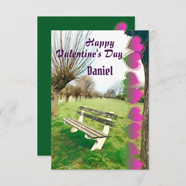 Happy Valentines Watercolor Garden Bench For Him (Front/Back)