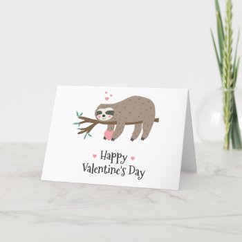 Happy Valentines's Day Sloth Holiday Card by paul68 at Zazzle