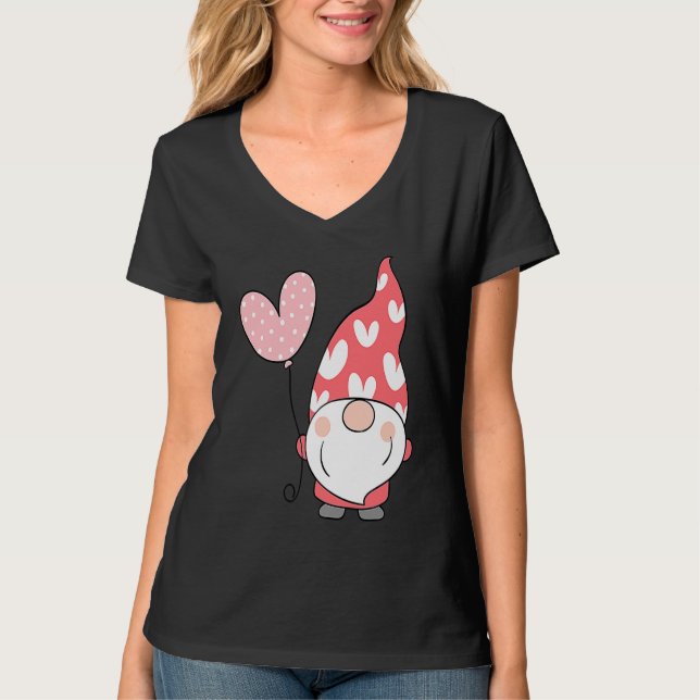 Happy Valentineu2019s Day Gnome Cute with Heart Ba T-Shirt (Front)