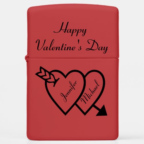 Happy Valentins Day Hearts Names Gift Zippo Lighter