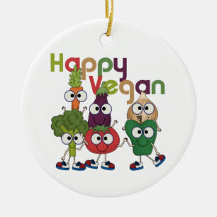 Happy Vegan Ceramic Ornament