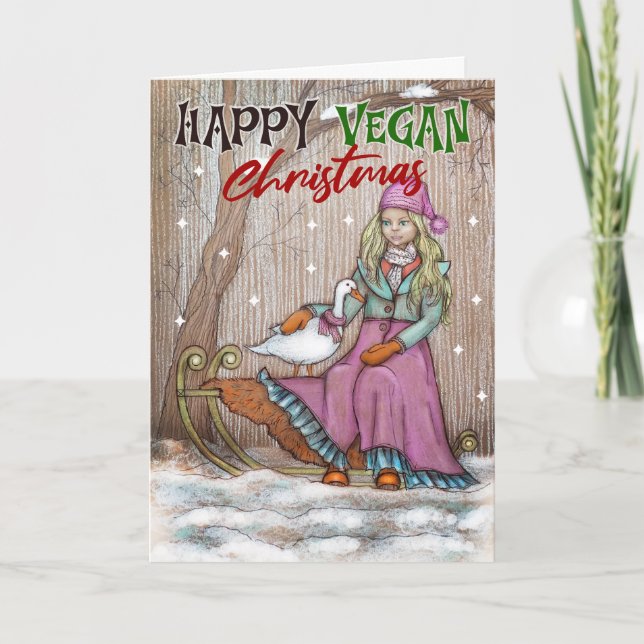 Happy Vegan Christmas, Cute  Card (Front)