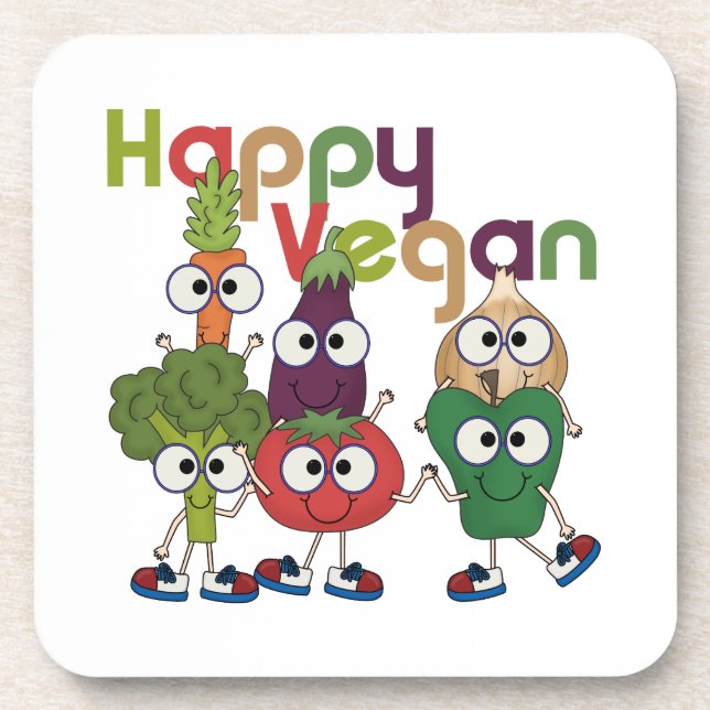 Happy Vegan Drink Coaster (Front)