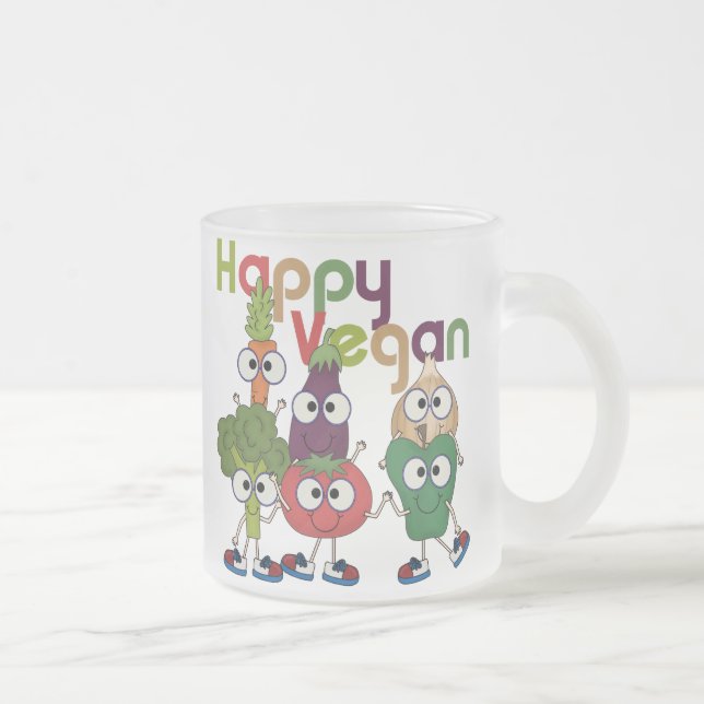 Happy Vegan Frosted Glass Coffee Mug (Right)