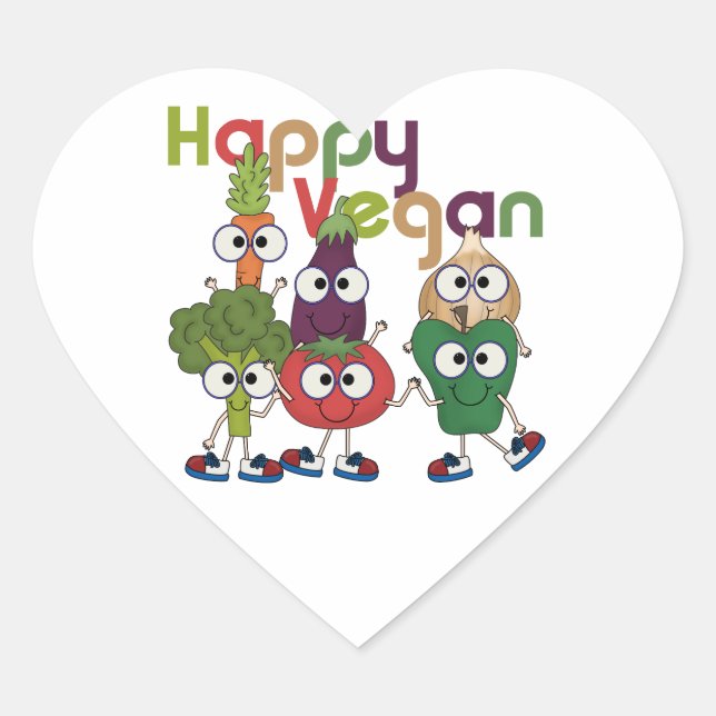 Happy Vegan Heart Sticker (Front)
