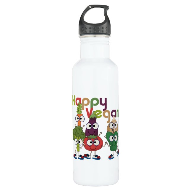 Happy Vegan Stainless Steel Water Bottle (Front)
