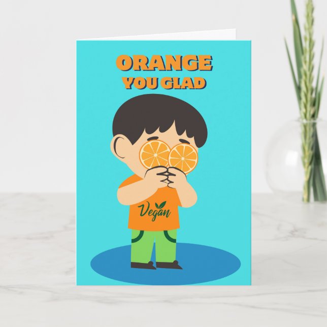 Happy Veganniversary Vegan Celebration Fun Oranges Holiday Card (Front)