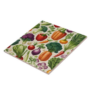 Happy Vegetables Healthy Food Modern Collection Ceramic Tile
