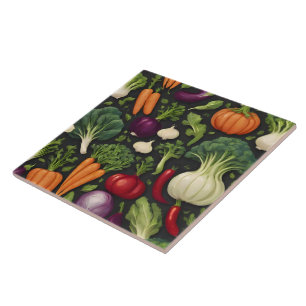 Happy Vegetables Healthy Food Popular Collection Ceramic Tile