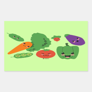 Happy Veggies Rectangular Sticker