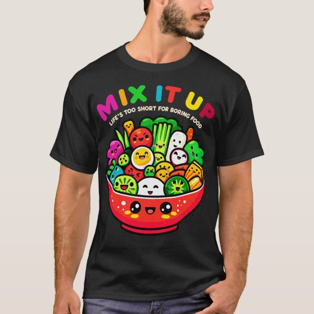 Happy Veggies Salad Bowl Cute Kawaii Vegetarian T-Shirt (Front)