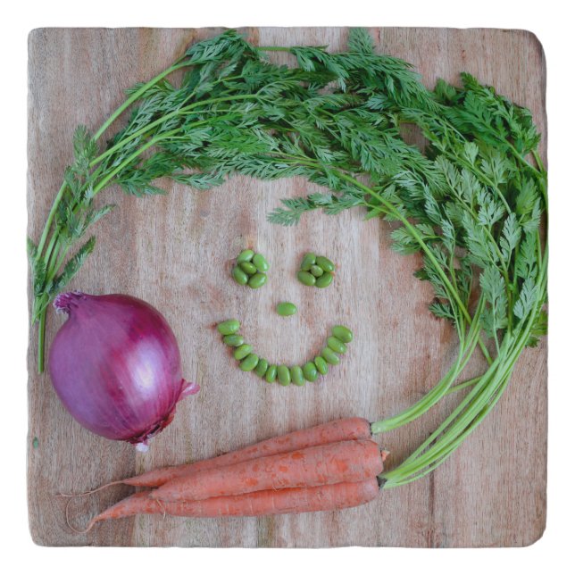 Happy Veggies Trivet Housewarming Kitchen Gift (Front)
