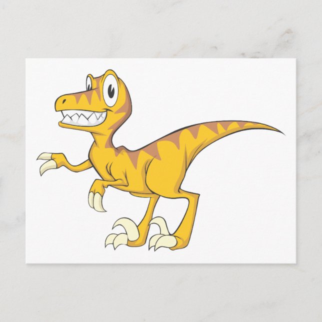 Happy Velociraptor Dinosaur Postcard (Front)