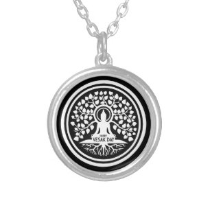 Happy Vesak Day Silver Plated Necklace