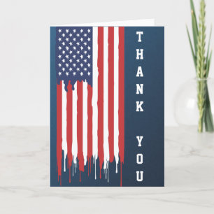 Happy Veteran Day American Flag Letterpress Thank You Card