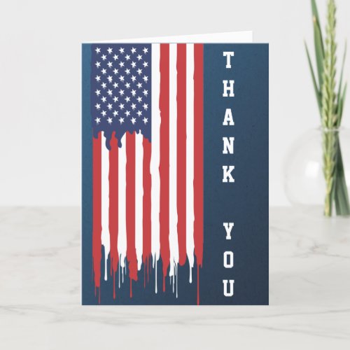 Happy Veteran Day American Flag  Thank You Card