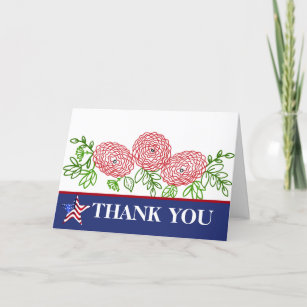 Happy Veteran Day Poppy Flower Thank You Card