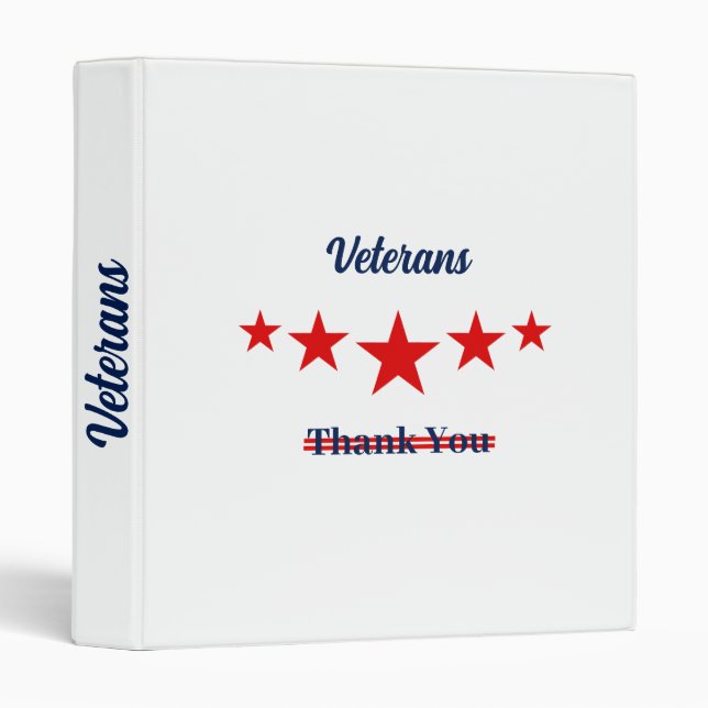 Happy Veterans Day  3 Ring Binder (Front/Spine)