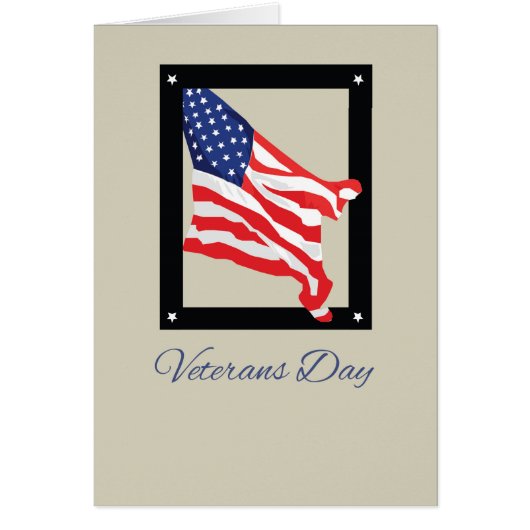 Happy Veterans Day, American Flag, Tan Cards (Front)