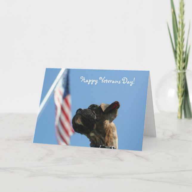 Happy Veterans Day Boxer puppy greeting card (Front)