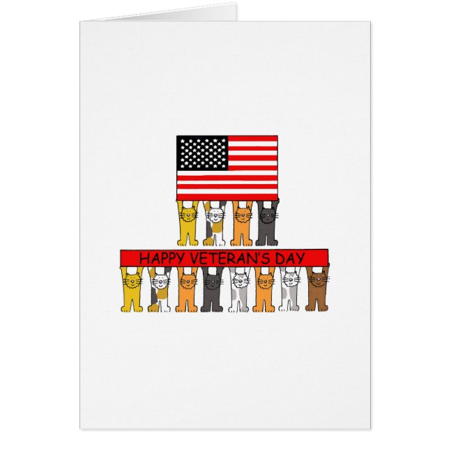 Happy Veteran's Day Cartoon Cats Cards (Front)