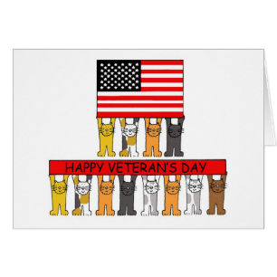 Happy Veteran's Day Cartoon Cats Cards
