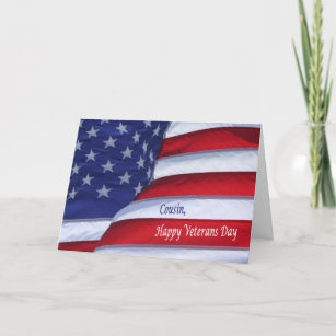 Happy Veterans Day cousin patriotic greeting card