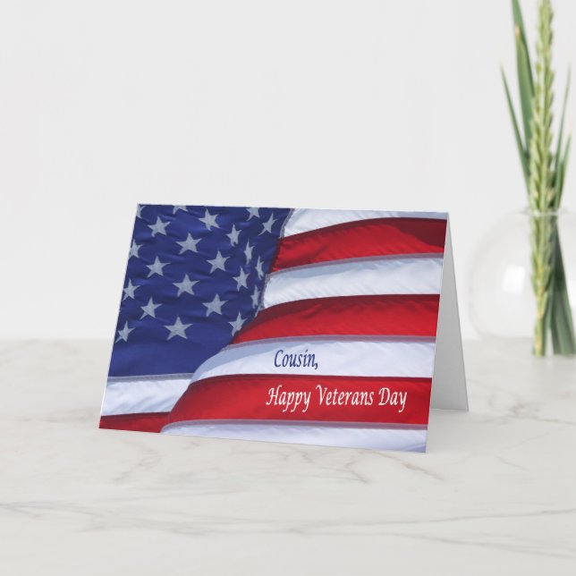 Happy Veterans Day cousin patriotic greeting card (Front)