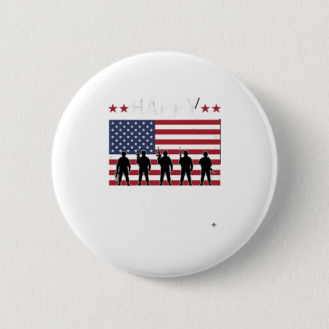 Happy Veterans Day Flag Silhouette Vector Design_1 Button (Front)