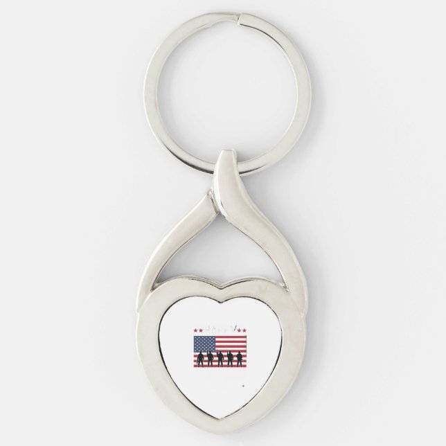 Happy Veterans Day Flag Silhouette Vector Design_1 Keychain (Front)