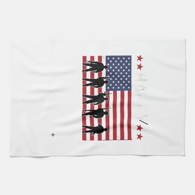 Happy Veterans Day Flag Silhouette Vector Design_1 Kitchen Towel (Horizontal)